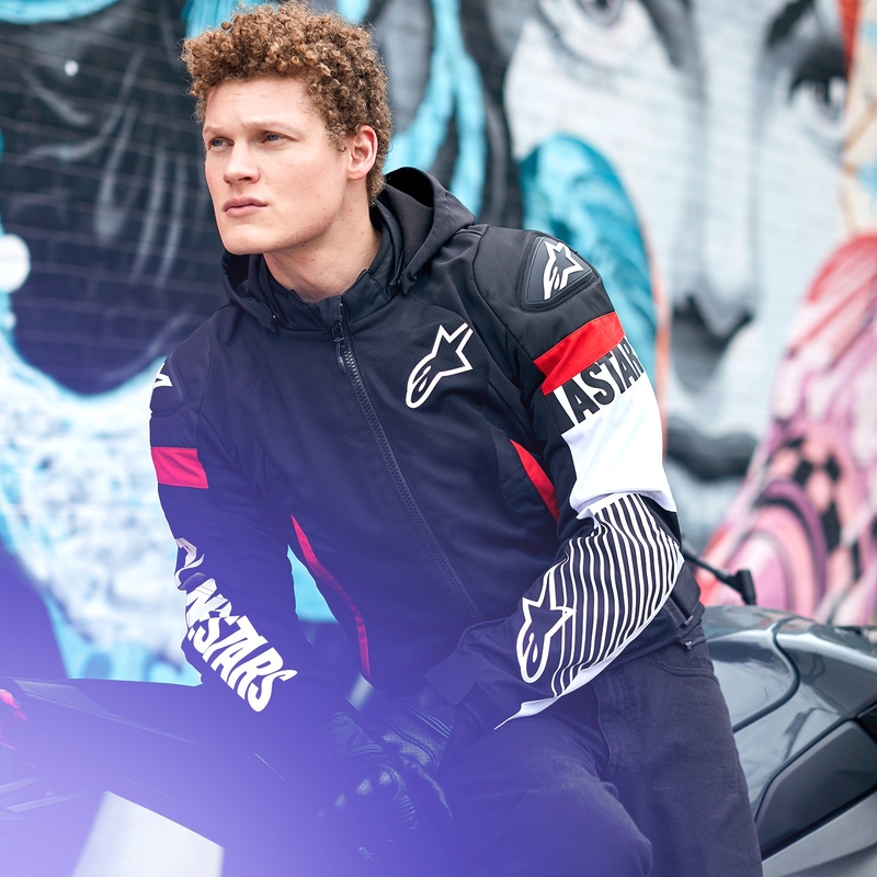 Alpinestars Zaca Air veekindel must, valge ja fluo punane mootorratta jope