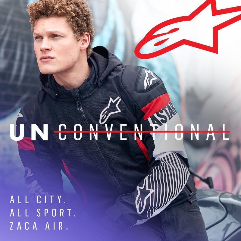 Alpinestars Zaca Air veekindel must, valge ja fluo punane mootorratta jope