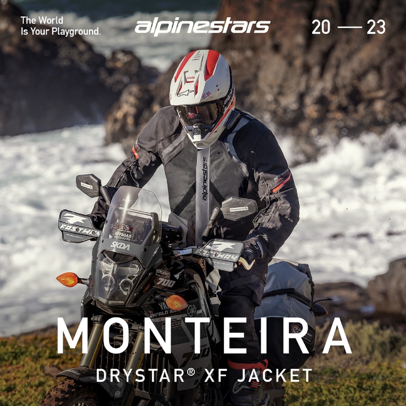 Alpinestars Monteira Drystar XF must ja punane mootorratta jope
