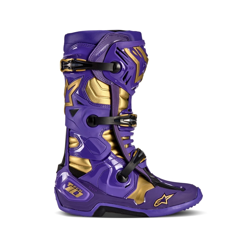 Alpinestars Tech 10 Limited Edition Champ lilla ja kuldne mootorratta saapad