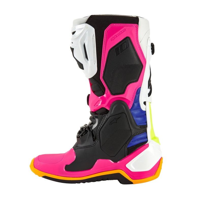 Alpinestars Tech 10 Limited Edition Coast White-Dark Blue-Pink-Fluo Yellow-Orange-Black mootorratta saapad