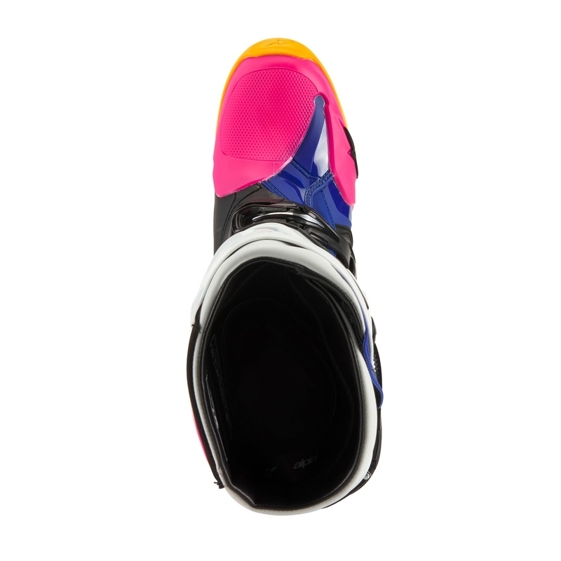 Alpinestars Tech 10 Limited Edition Coast White-Dark Blue-Pink-Fluo Yellow-Orange-Black mootorratta saapad