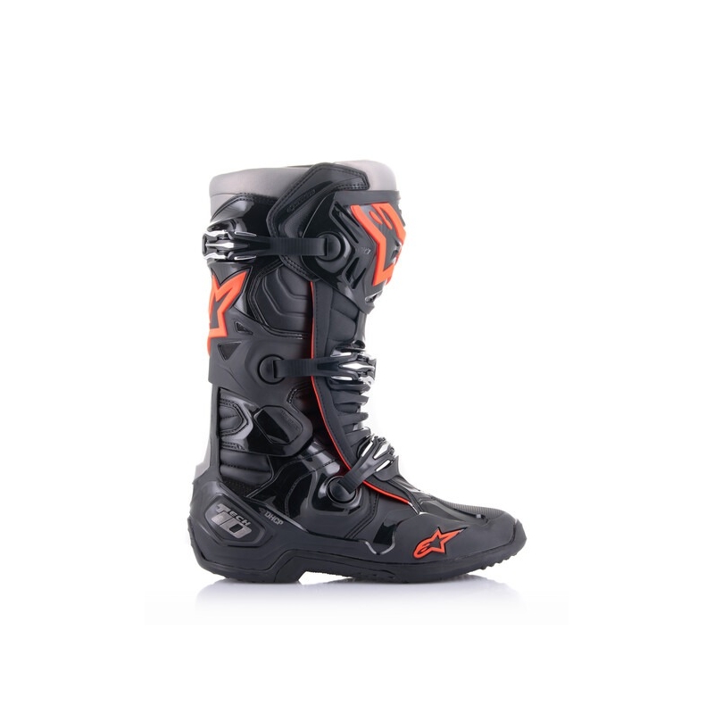 Alpinestars Tech 10 must-fluo punane-hall mootorratta saapad
