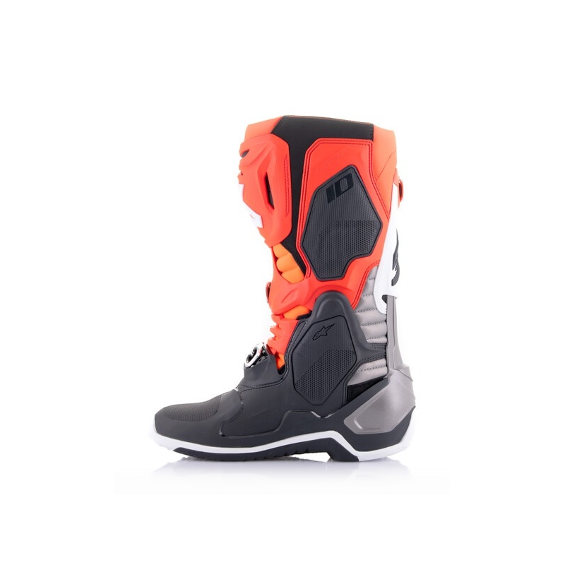 Alpinestars Tech 10 oranž-kollane-lilla-valge-mustad mootorratta saapad