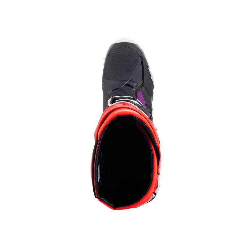 Alpinestars Tech 10 oranž-kollane-lilla-valge-mustad mootorratta saapad