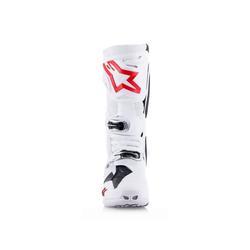 Alpinestars Tech 10 Supervented mootorratta saapad perforeeritud valge, punane ja must