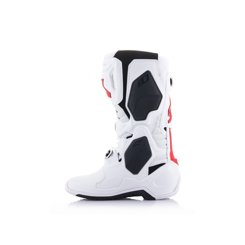 Alpinestars Tech 10 Supervented mootorratta saapad perforeeritud valge, punane ja must