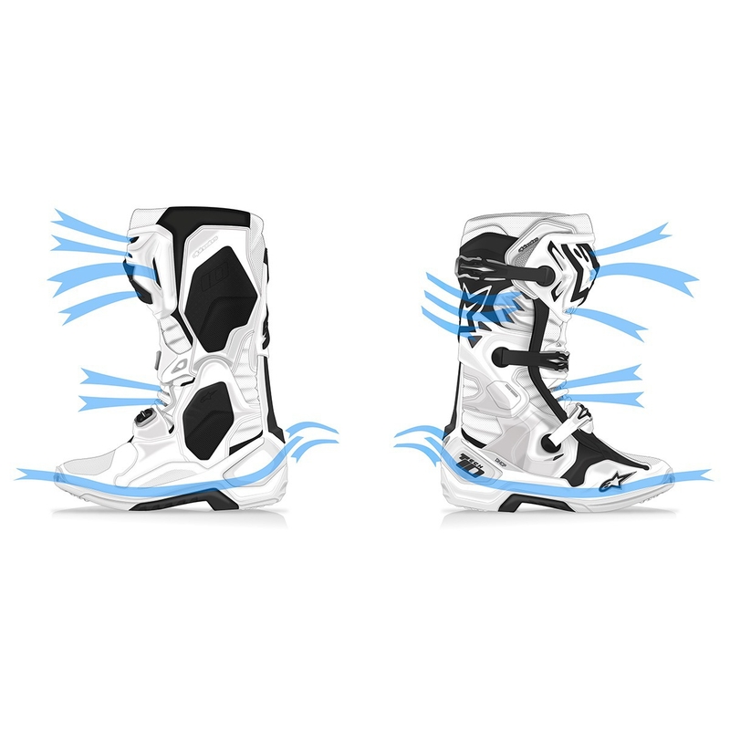 Alpinestars Tech 10 Supervented mootorratta saapad perforeeritud valge, punane ja must