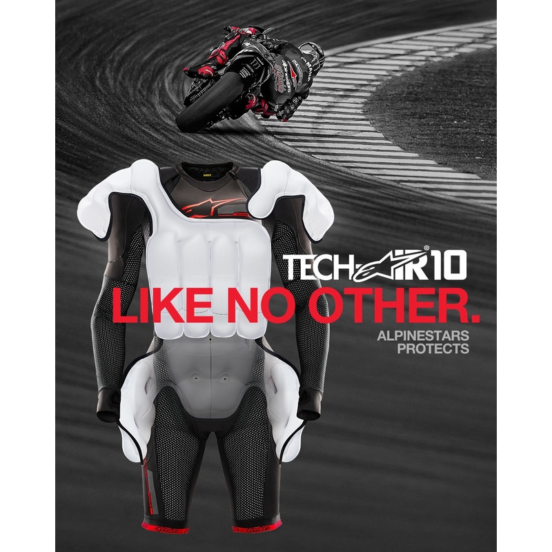 Alpinestars TECH-AIR®10 turvapadjasüsteem must-punane-hall