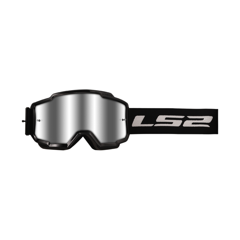 LS2 Charger motokrossiprillid mustad hõbedase pleksiga