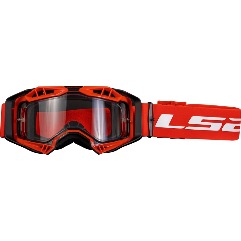 LS2 Aura Enduro motokrossiprillid punane läbipaistev plexi