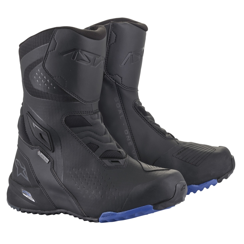 Alpinestars RT-8 GORE-TEX mustad ja sinised mootorrattasaapad