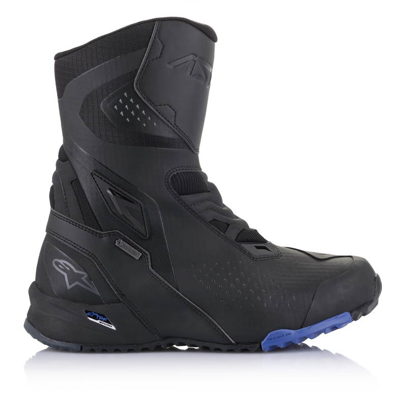 Alpinestars RT-8 GORE-TEX mustad ja sinised mootorrattasaapad