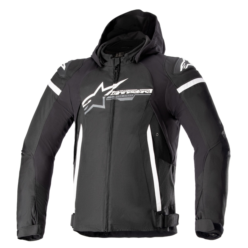 Alpinestars Zaca veekindel must-valge mootorratta jakk