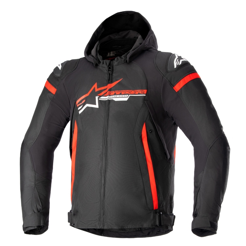 Alpinestars Zaca veekindel must, punane ja valge mootorratta jope