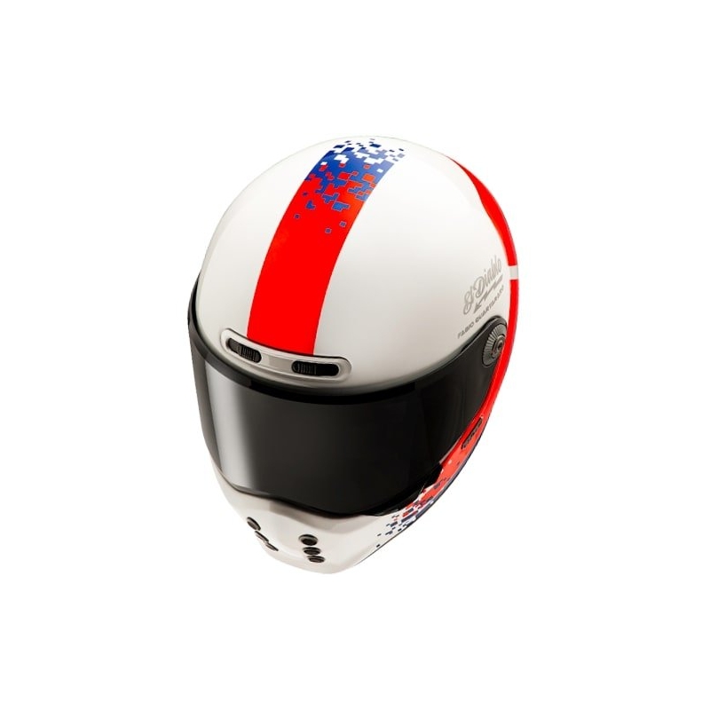Integreeritud mootorratta kiiver HJC V10 Fabio Quartararo 20 Retro valge-punane-sinine