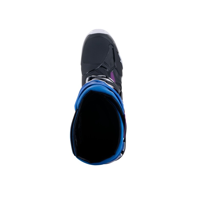 Alpinestars Tech 10 Supervented perforeeritud sinine-lilla-roosa-valge-hall-mustad mootorratta saapad
