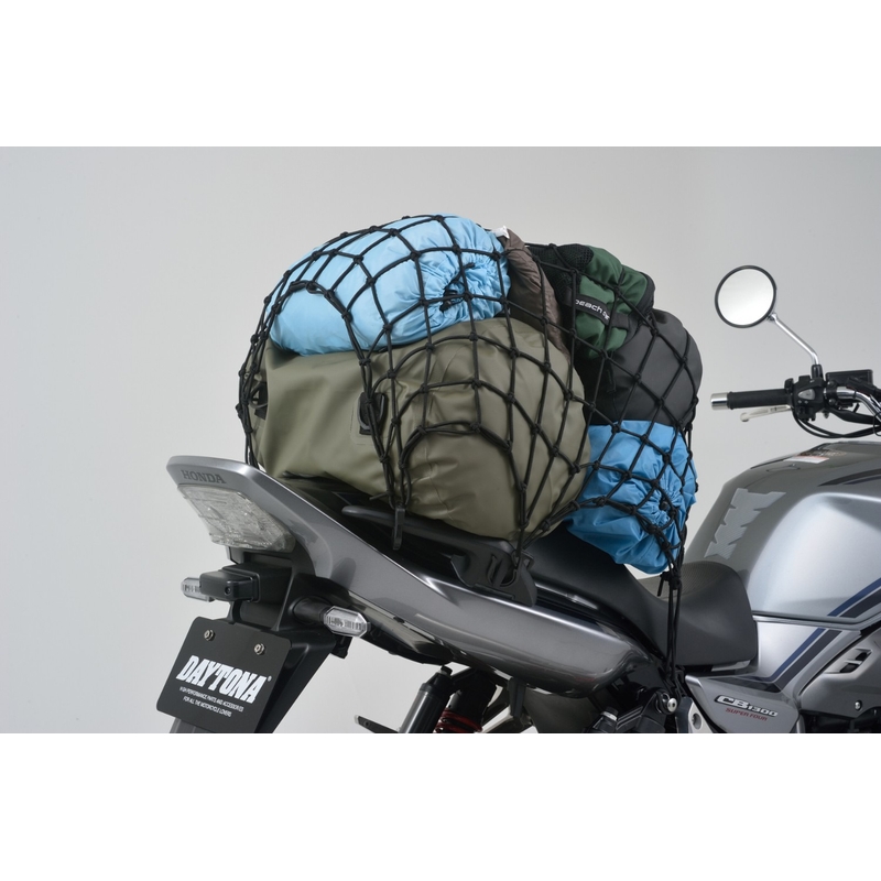 Paindlik pagasivõrk mootorratta jaoks plastkonksudega Daytona 60 x 60 cm must
