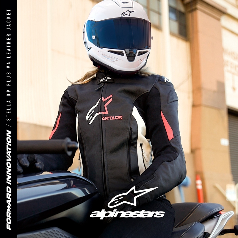 Alpinestars GP PLUS 4 naiste mootorratta jope must, valge ja roosa