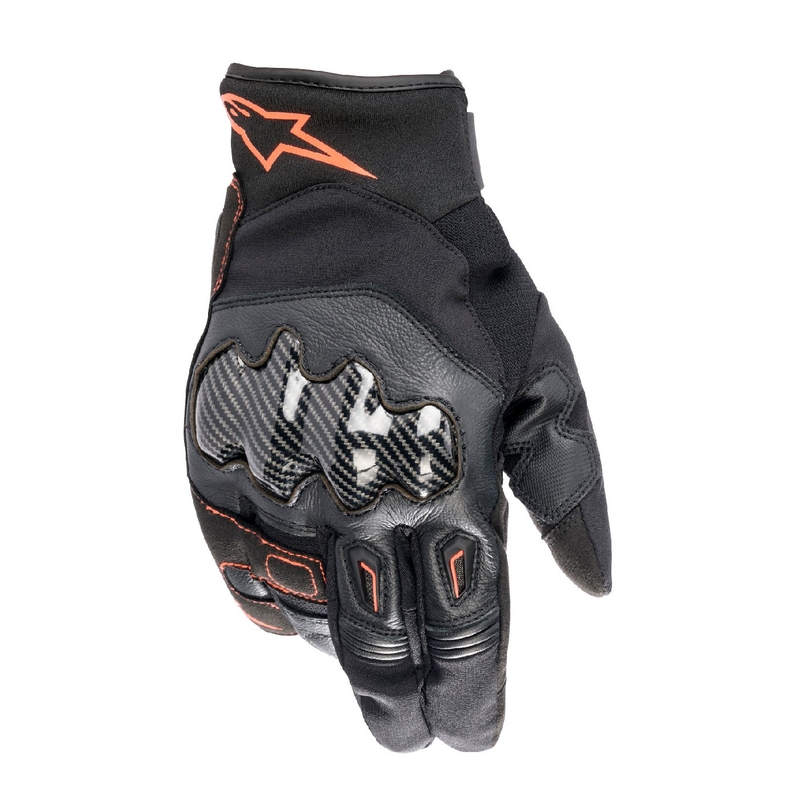 Alpinestars SMX-1 Drystar must-fluo punane mootorratta kindad