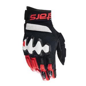 Alpinestars Halo mustad, valged ja punased mootorratta kindad