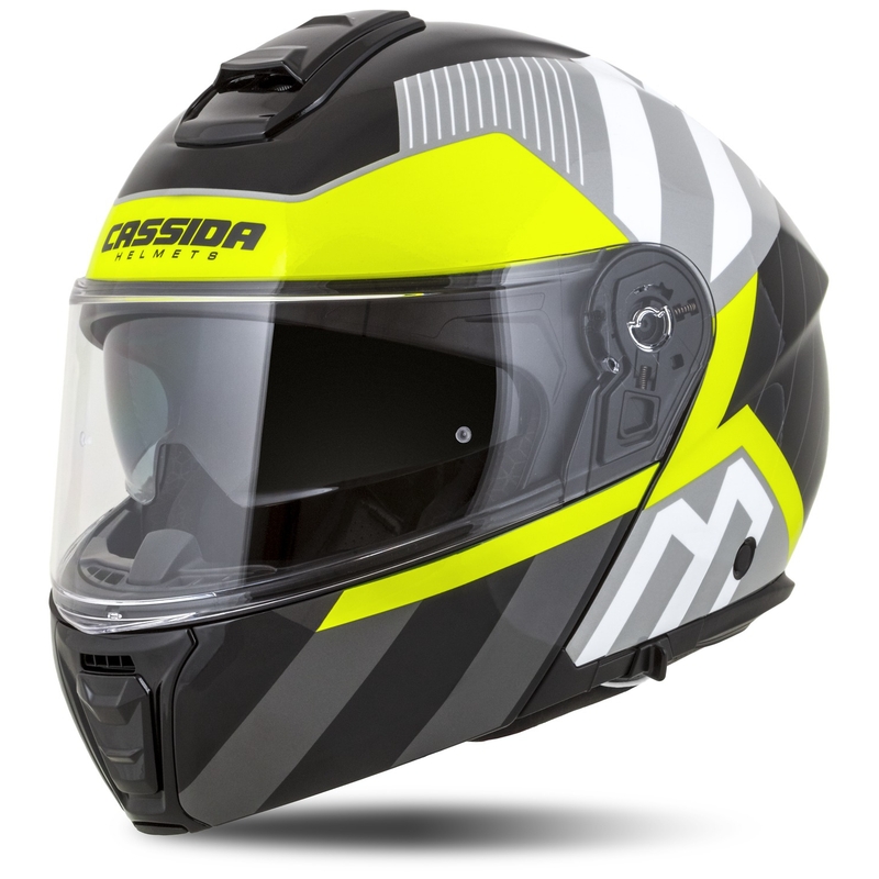 Cassida Modulo 2.1 Profile flip-up mootorratta kiiver valge-must-fluo kollane-hall