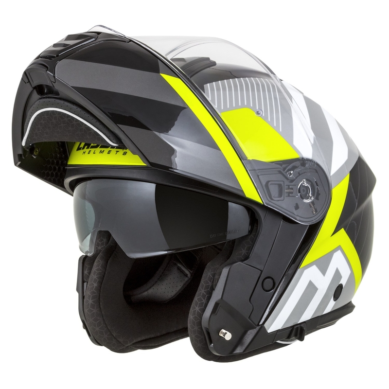 Cassida Modulo 2.1 Profile flip-up mootorratta kiiver valge-must-fluo kollane-hall