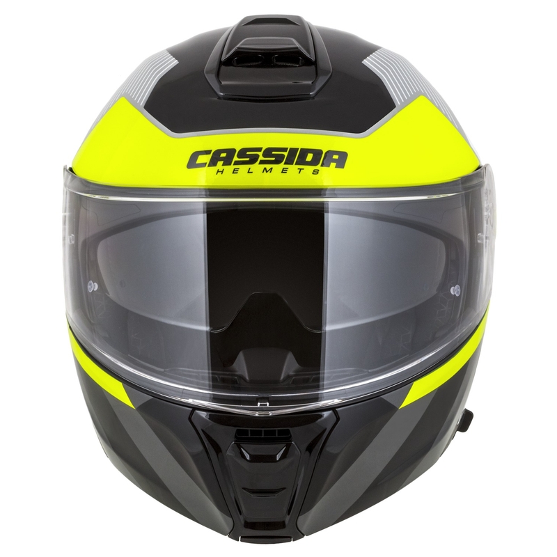 Cassida Modulo 2.1 Profile flip-up mootorratta kiiver valge-must-fluo kollane-hall