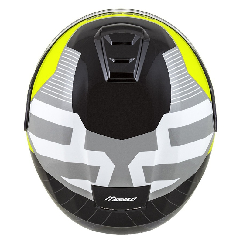 Cassida Modulo 2.1 Profile flip-up mootorratta kiiver valge-must-fluo kollane-hall