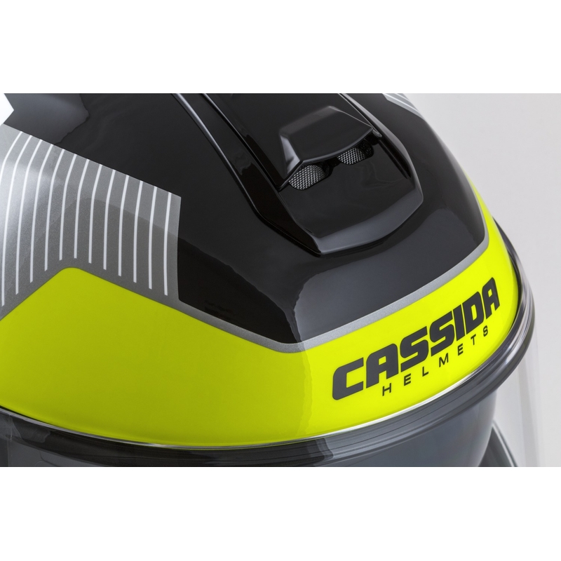 Cassida Modulo 2.1 Profile flip-up mootorratta kiiver valge-must-fluo kollane-hall