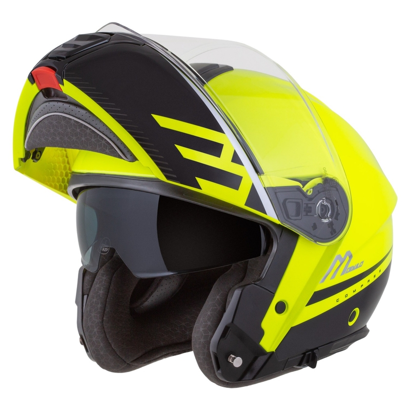 Cassida Modulo 2.1 Compass fluo kollane-must-hõbedane-punane mootorratta kiiver.