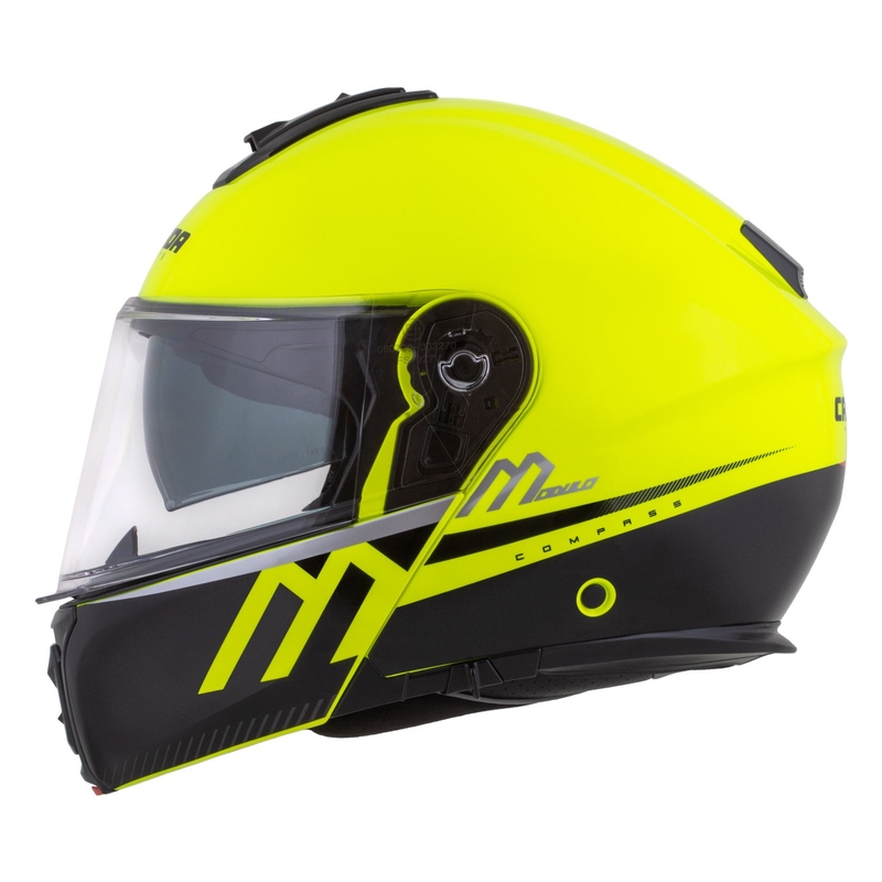 Cassida Modulo 2.1 Compass fluo kollane-must-hõbedane-punane mootorratta kiiver.