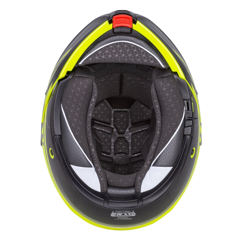 Cassida Modulo 2.1 Compass fluo kollane-must-hõbedane-punane mootorratta kiiver.