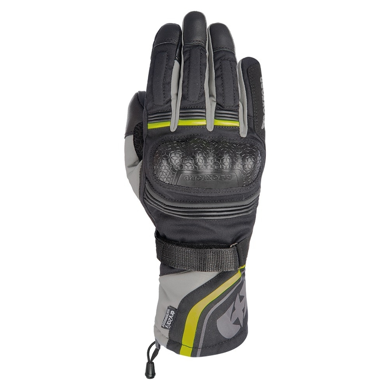 Oxford Montreal 4.0 DRY2DRY™ mustahall-fluo kollane mootorratta kindad