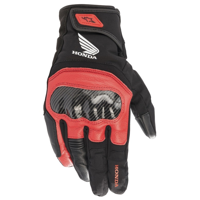 Alpinestars SMX Z Drystar Honda mustad ja punased mootorratta kindad