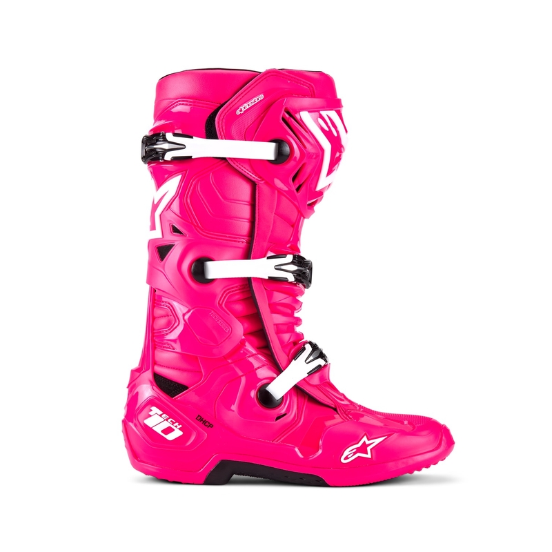 Alpinestars Tech 10 roosa-must-valge mootorratta saapad