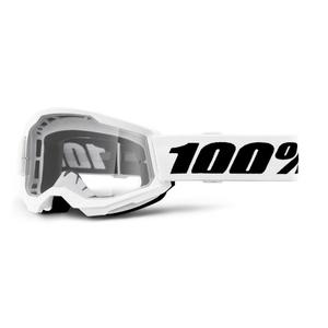 Laste motokrossiprillid 100% STRATA 2 valge läbipaistev plexi