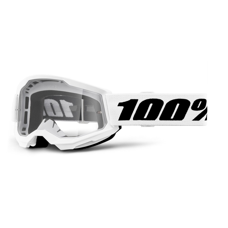 Laste motokrossiprillid 100% STRATA 2 valge läbipaistev plexi