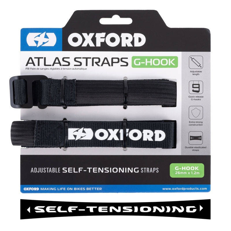 Oxford Atlas G-konksuga pagasirihmad 2 tk must 26mm x 1,2 m