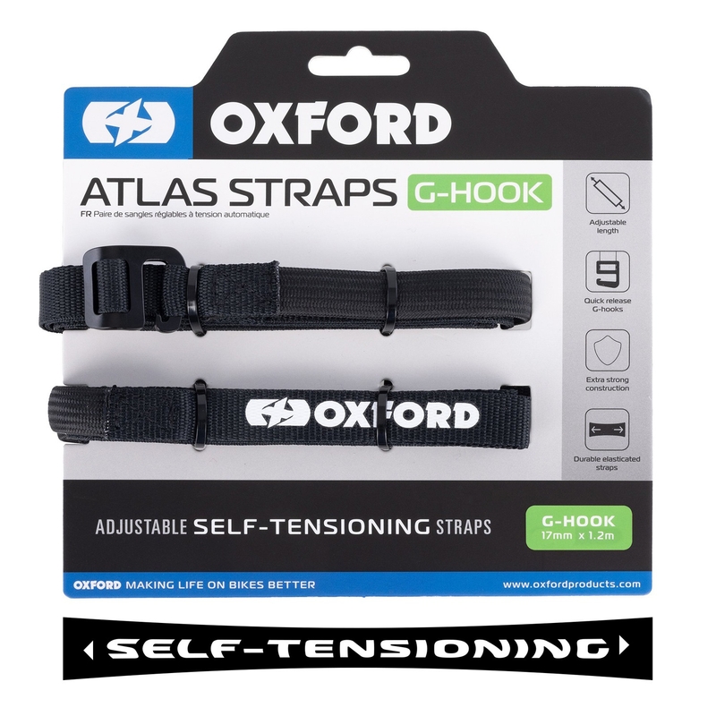 Oxford Atlas G-konksuga pagasirihmad 2 tk must 17 mm x 1,2 m