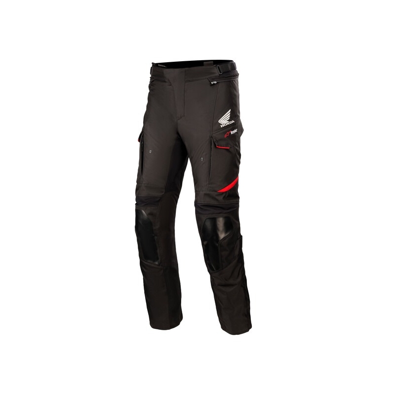Alpinestars Andes Drystar Honda Collection mustad ja punased mootorratta püksid