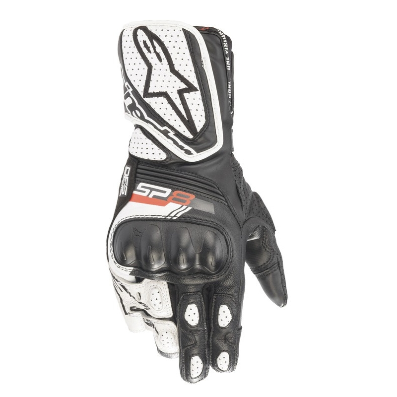 Alpinestars SP-8 naiste mootorratta kindad must-valged
