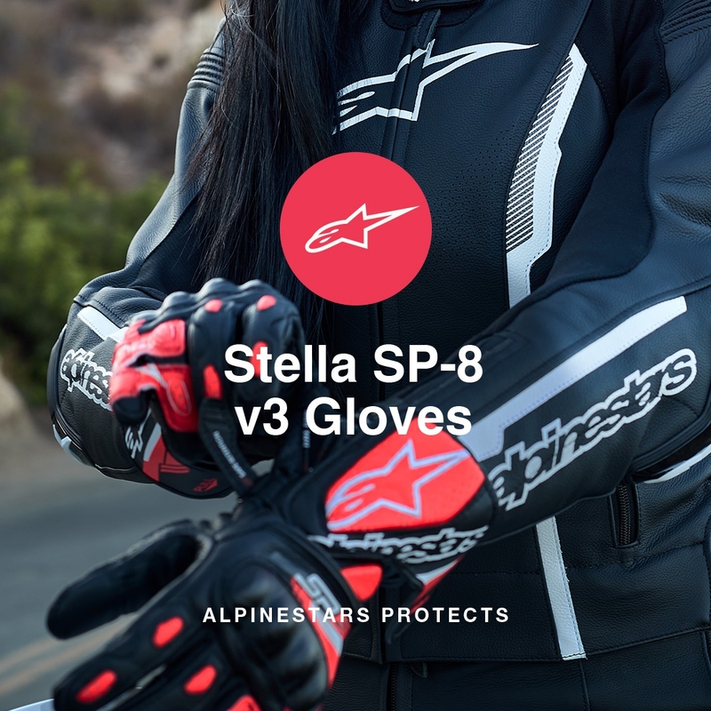 Alpinestars SP-8 naiste mootorratta kindad must-valged