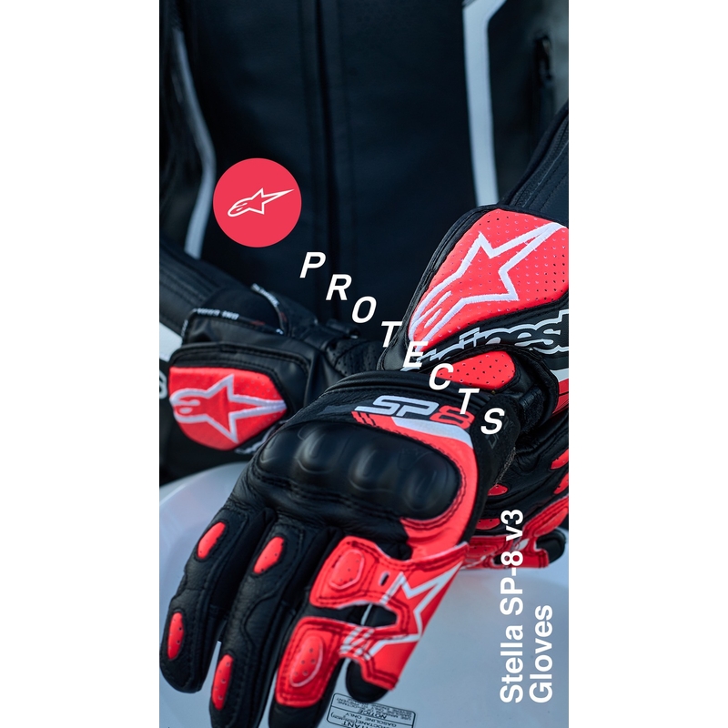 Alpinestars SP-8 naiste mootorratta kindad mustad, valged ja roosad