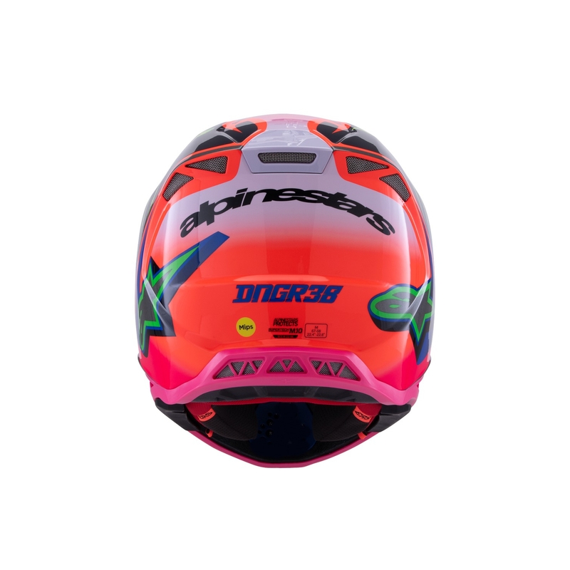 Alpinestars Supertech S-M10 motokrossikiiver HAIDEN DEEGAN fluo oranž-lilla-roosa-roosa-roheline