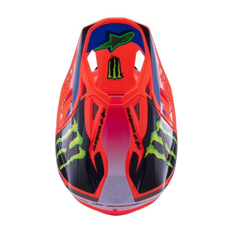 Alpinestars Supertech S-M10 motokrossikiiver HAIDEN DEEGAN fluo oranž-lilla-roosa-roosa-roheline