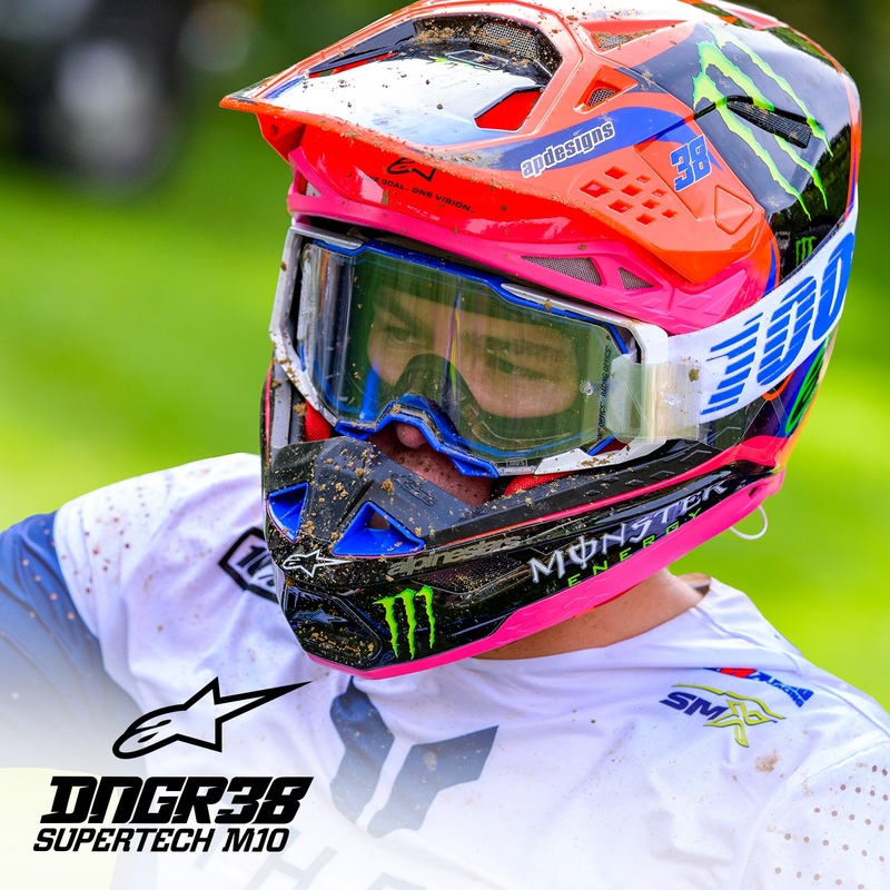 Alpinestars Supertech S-M10 motokrossikiiver HAIDEN DEEGAN fluo oranž-lilla-roosa-roosa-roheline
