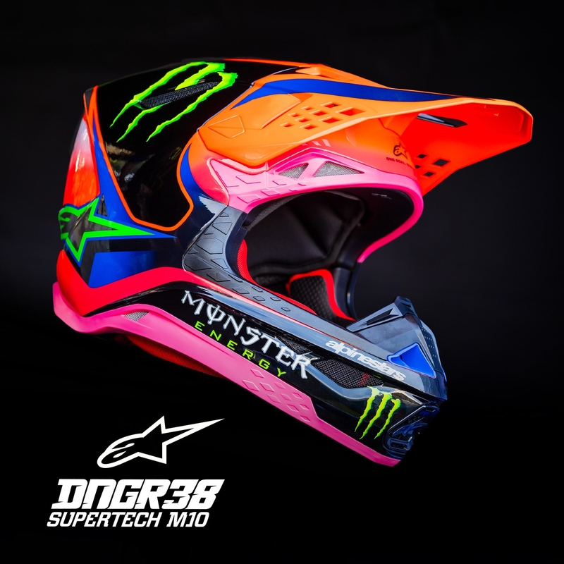 Alpinestars Supertech S-M10 motokrossikiiver HAIDEN DEEGAN fluo oranž-lilla-roosa-roosa-roheline