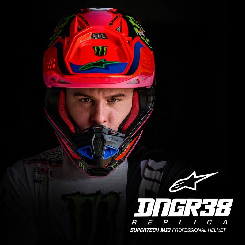 Alpinestars Supertech S-M10 motokrossikiiver HAIDEN DEEGAN fluo oranž-lilla-roosa-roosa-roheline