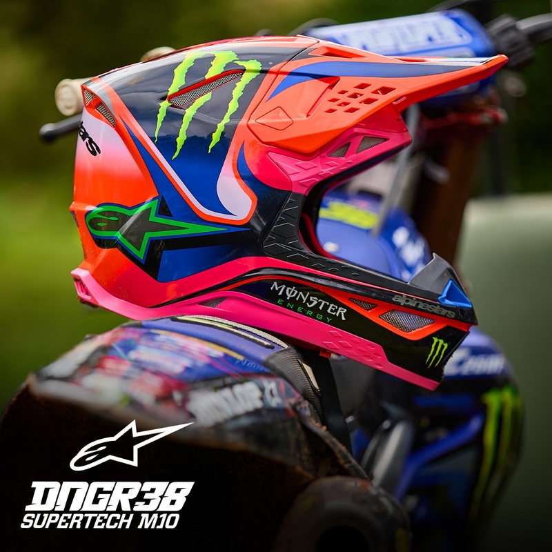 Alpinestars Supertech S-M10 motokrossikiiver HAIDEN DEEGAN fluo oranž-lilla-roosa-roosa-roheline